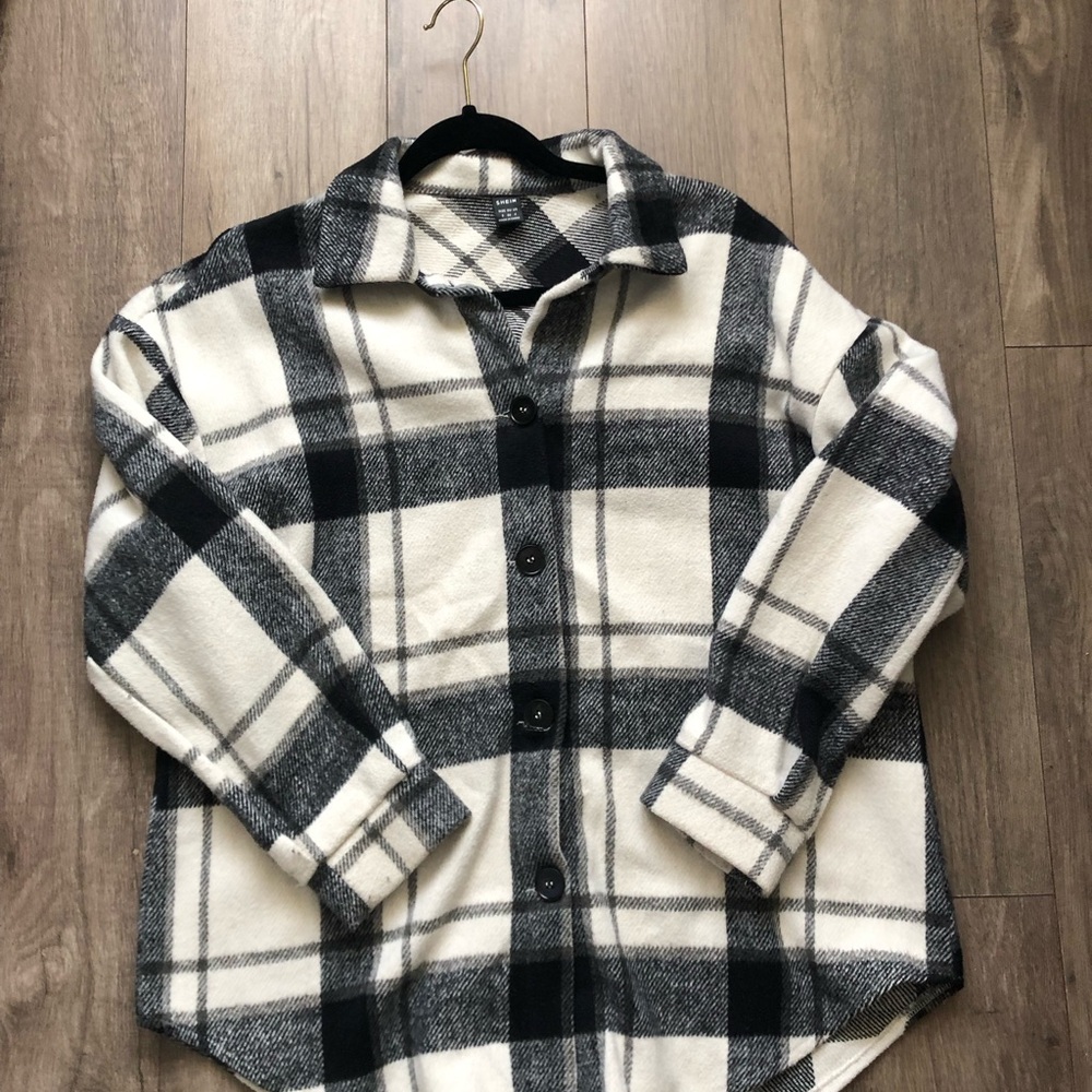 SHEIN Black and White Plaid Shirt